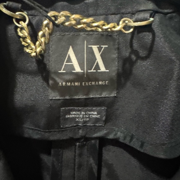 Armani Exchange Black Trench Coat with Gold Buttons - Picture 2 of 3